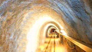 Hallstatt salt mine underground tunnel Austria