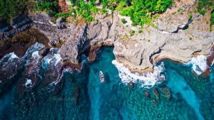 Aerial view of the Blue Cave Vanuatu