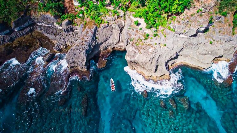 Aerial view of the Blue Cave Vanuatu