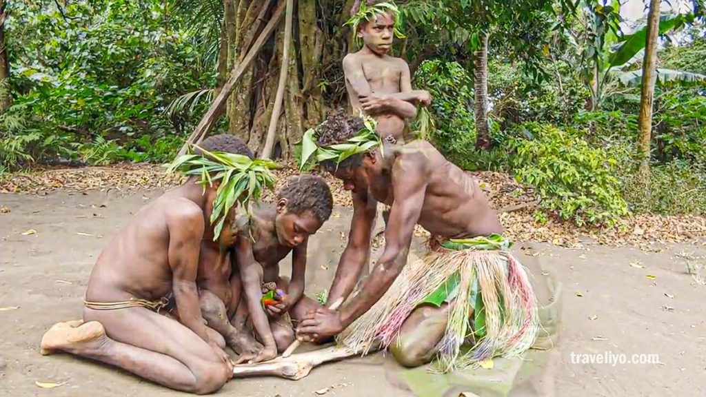 Local men from Tanna Island preparing traditional materials