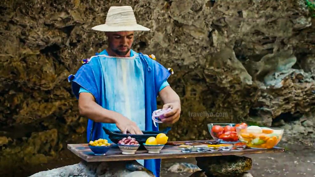 Moroccan chef preparing traditional food near Chefchaouen Morocco